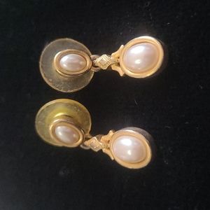 Vintage faux pearl pierced earrings